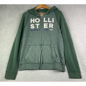 Hollister Sweatshirt Hoodie Womens Size Large Long Sleeve Green Hollister Logo